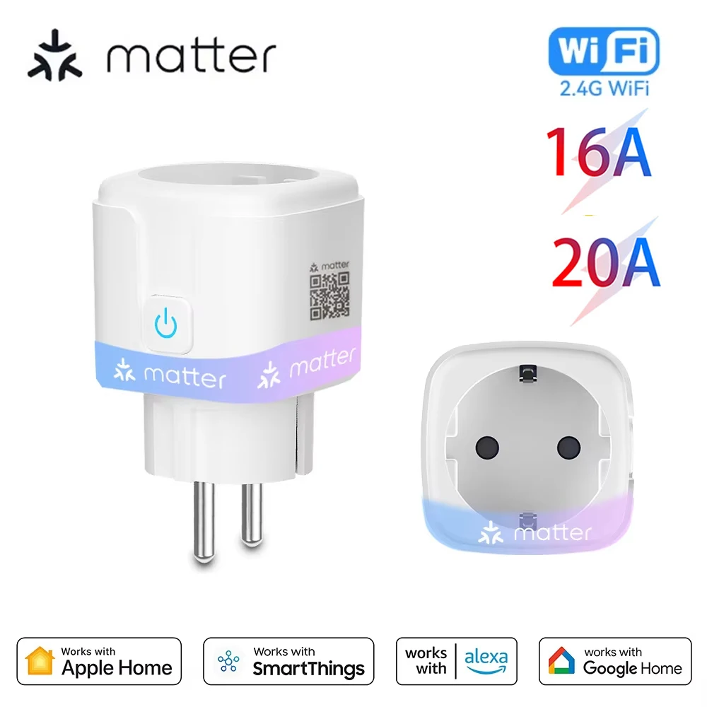 Matter 20A EU 가전 콘센트 미니 스마트 플러그 어댑터 APP 제어는 H..