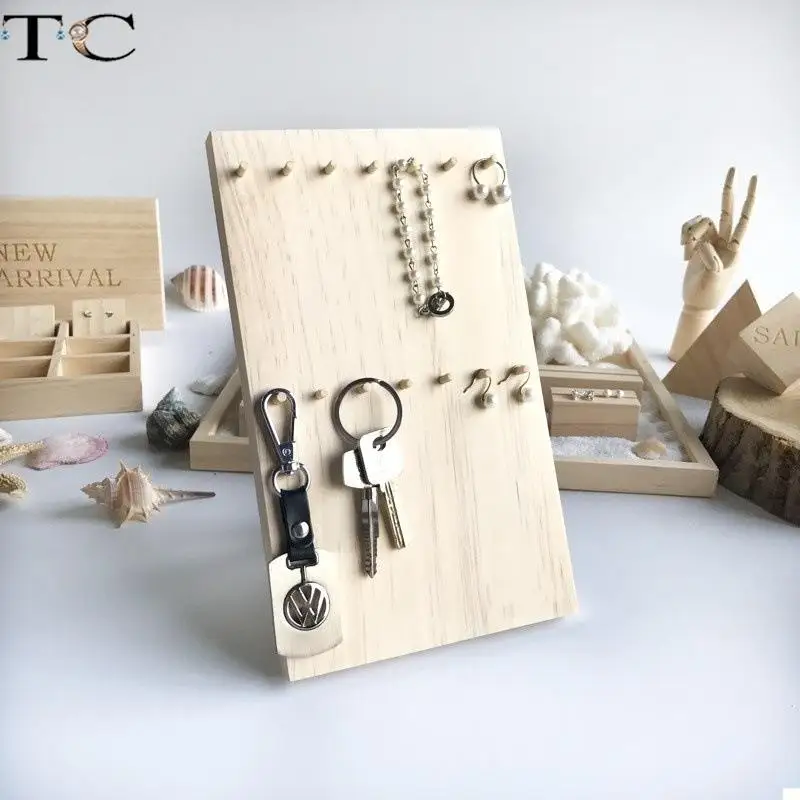Log Style Jewelry Necklace Display Stand Bracelet Bracelet Keychain Rack Table Top Jewelry Photo Props
