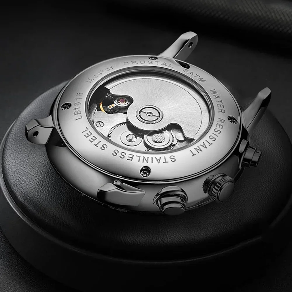 Montre d&rsquo;affaires automatique pour hommes Mouvement m&eacute;canique Chronographe multifonction en acier inoxydable &eacute;tanche Kevin Watch