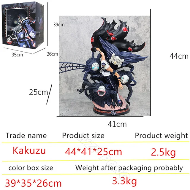 44CM Anime NARUTO Akatsuki Kakuzu Standing Battle Form Statue PVC Full-Length Action Figure Model Toys Birthday Gift