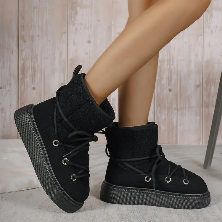 Thermal Thick Soled Winter Ankle Snow Boots Detailed View