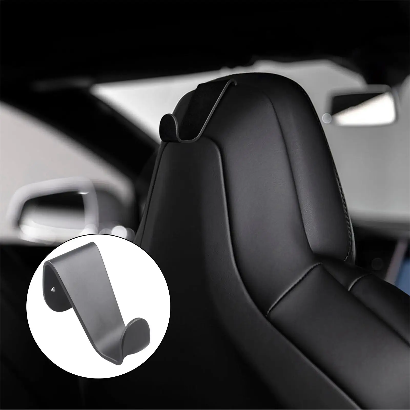 Car Seat Headrest Hook Hanger Aluminum Alloy Black Car Seat Back Headrest Hooks Fit For Tesla