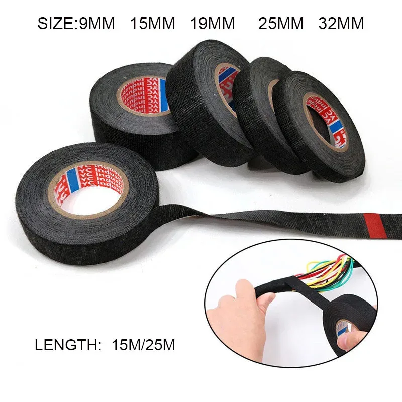 Electrical Tape Heat Resistant Harness Tape Fabric Cloth Tape Adhesives Harness tape Wiring Loom Cable Harness Adhesive Tape