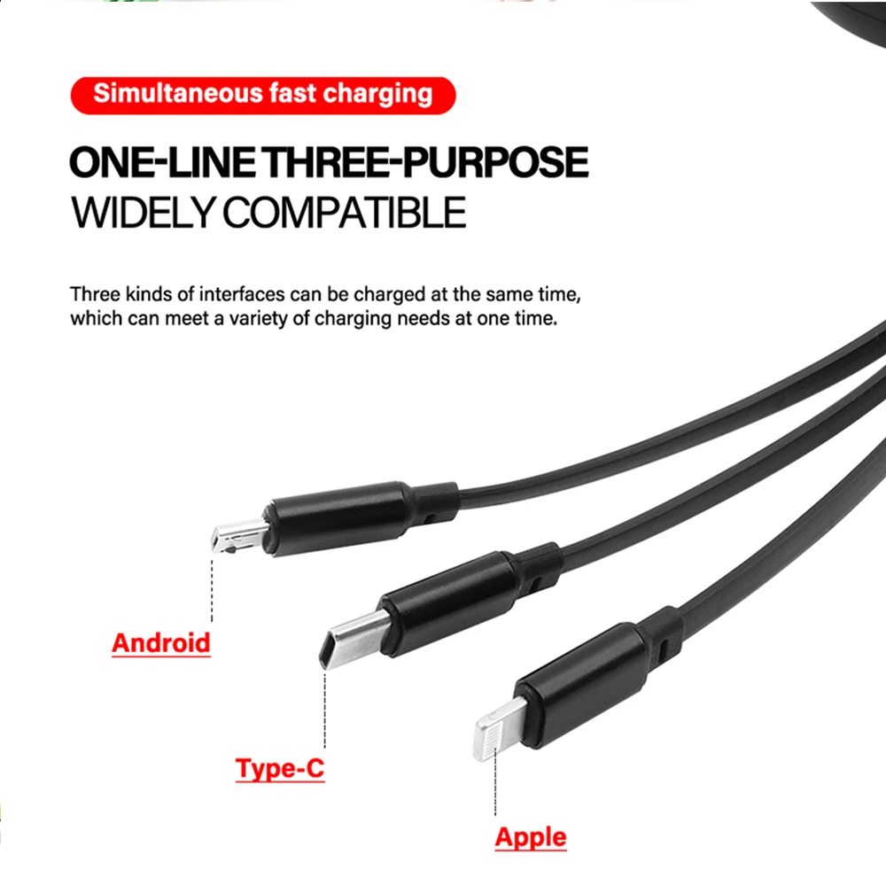 3-In-1 Data Cable Scalable Phone Fast Charging Charger For AMG Logo For Benz W204 W213 W205 W211 W176 Cla Smart 451 W212 W177 5 S6a8243b4ddb6481a855feec22e91a040j