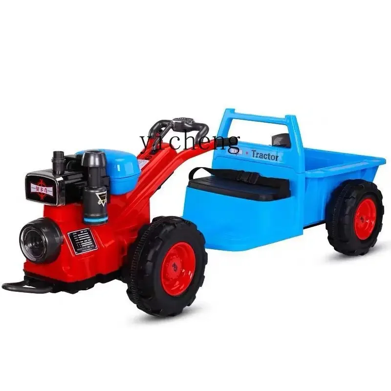 

YY Children's Walking Electric Car Oriental Red Mini Tractor Charging Can Sit People