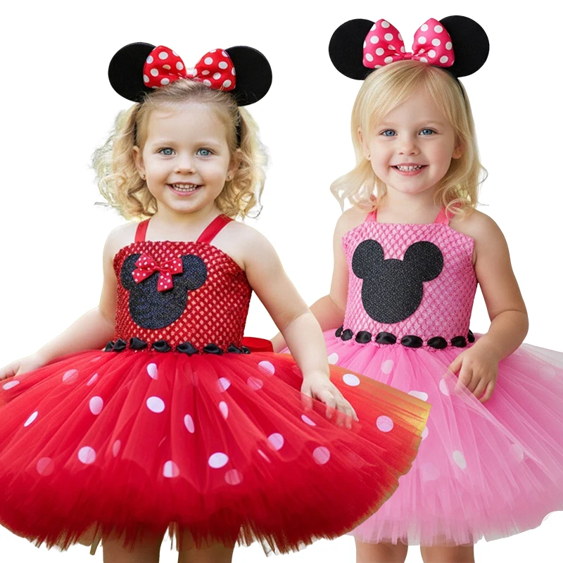 Mickey Minnie Maus Kinder Mädchen Cosplay Kostüm Kinder Fantasie Polka Dot Kleid Prinzessinnenkleid Kinder Geburtstagsparty Kleidung