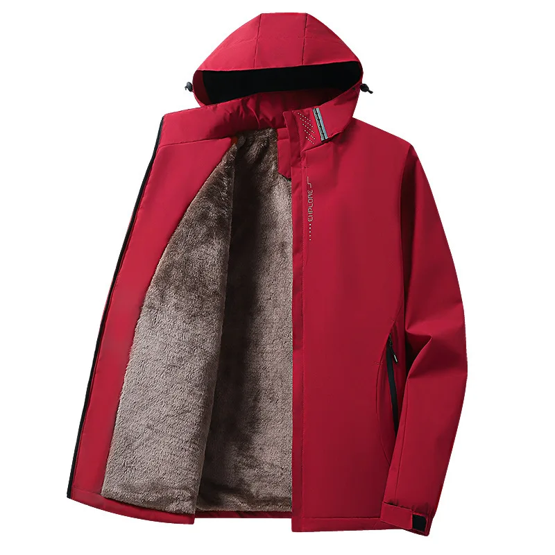 Men Winter Casual Clothing Warm Thick Fleece Parkas Jacket Coat  Black  Autumn Fashion Pockets Windproof Parka Male Plus Size