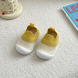 Breathable Anti - Slip Baby Crib Shoes with Soft Rubber Sole - 12 - 18 Months (B - Yellow)