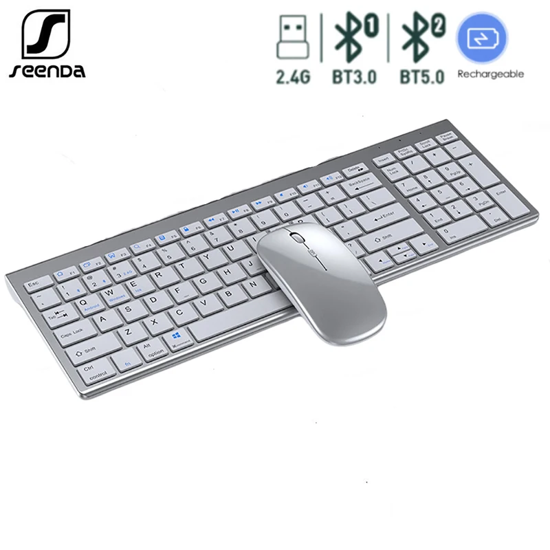 Bluetooth Keyboard and Mouse Set Keyboard and Mouse Set Wireless Keyboard Wireless Keyboard and Mouse Wireless Keyboard Mouse Set Bluetooth Keyboard Three-mode Full-size Wireless Keyboard and Mouse Combo Multi-Device Rechargeable Set