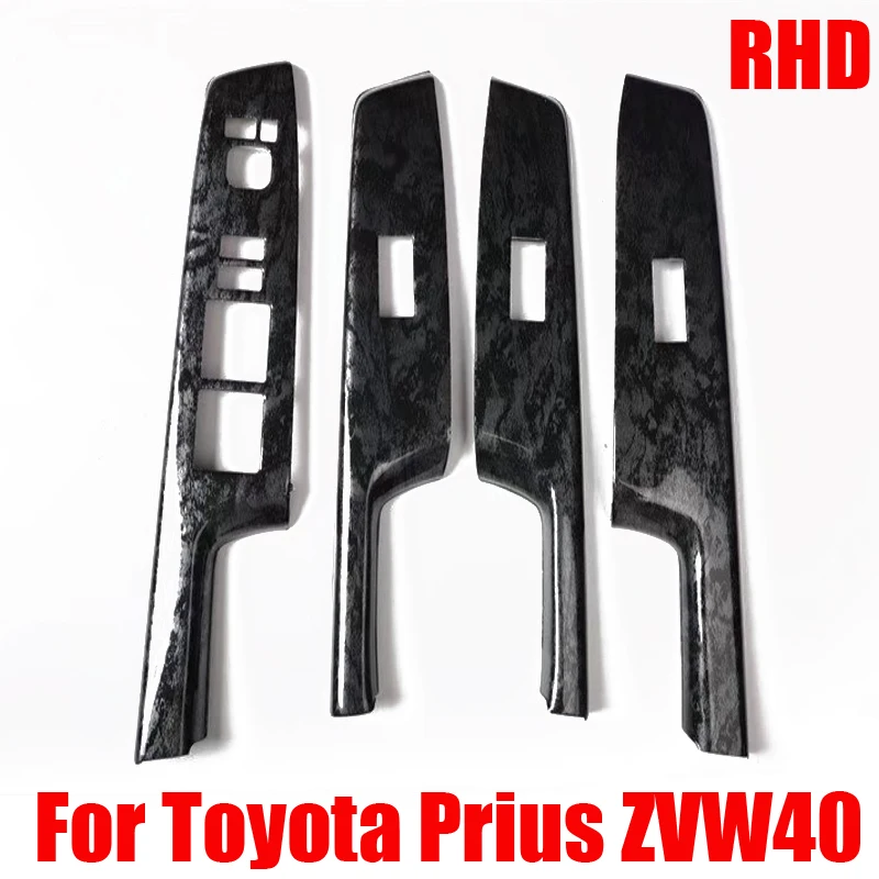 

For Toyota Prius ZVW40 ABS black Car Door Armrest Window Lift button Switch Panel Cover glass control panle Interior Accessories