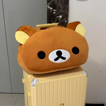 Borsa tote in peluche Rilakkuma, borsa a tracolla con orsetto marrone kawaii, morbida, casual, di grande capacità, per uso quotidiano, per ragazze e donne