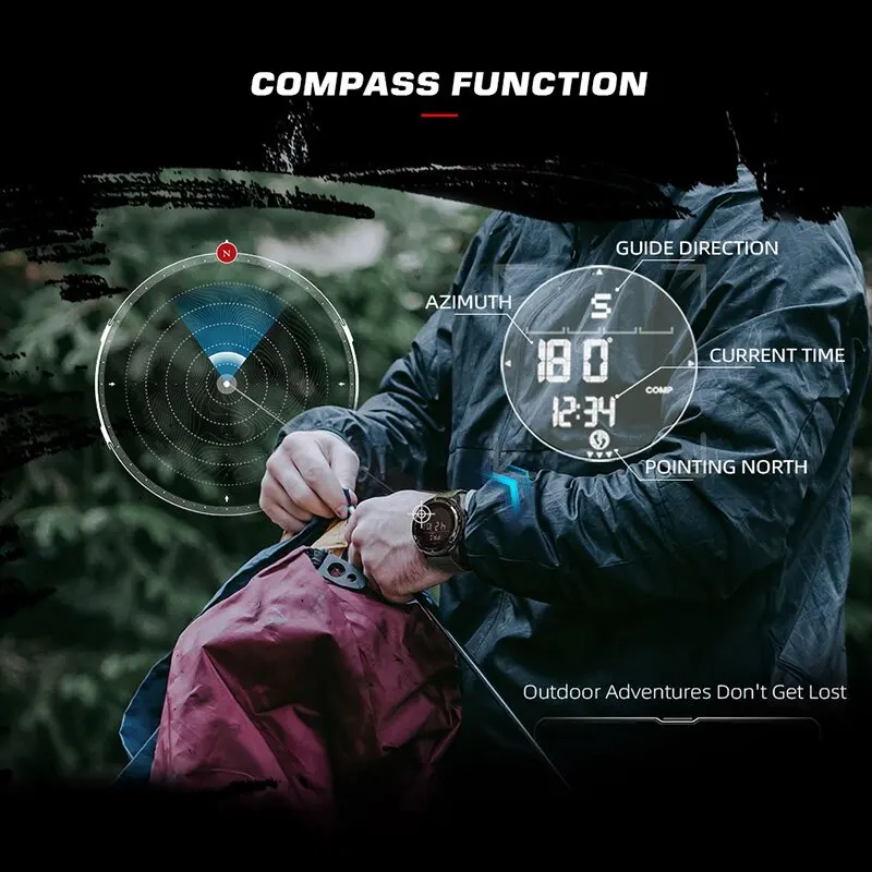 NORTH EDGE ALPS Men's Digital Carbon fiber Watch Shock Militray Sports Super Light Outdoor Compass Waterproof 50M Wristwatches 6