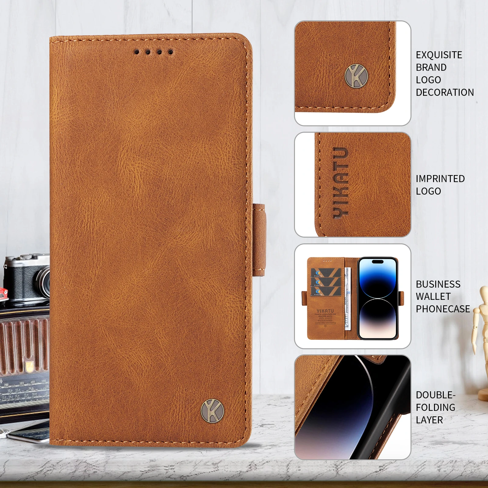 Leather Card Holder Wallet Phone Case Cover