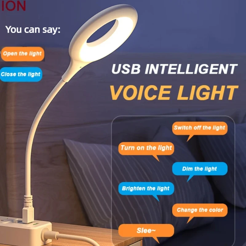 Led Voice Portable Usb Lamp Artificial Intelligence Sound Activated Controlled Eye Protection Read Table Lamp Plug Nightlight