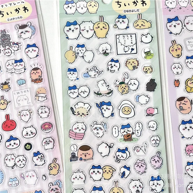Super Cute Cartoon Stickers Kawaii Notebook Ledger Decoration Stickers Chiikawa Hachiware Usagi Cross Dressing,anime stickers