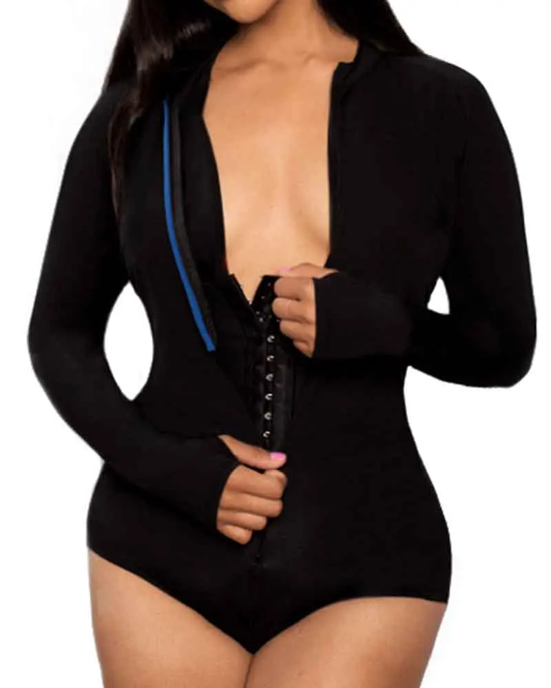 Fajas Colombianas Hip Lifting Body Shaper With Front Zipper Seamless ShapewearLong sleeved waistband body triangle jumpsuit
