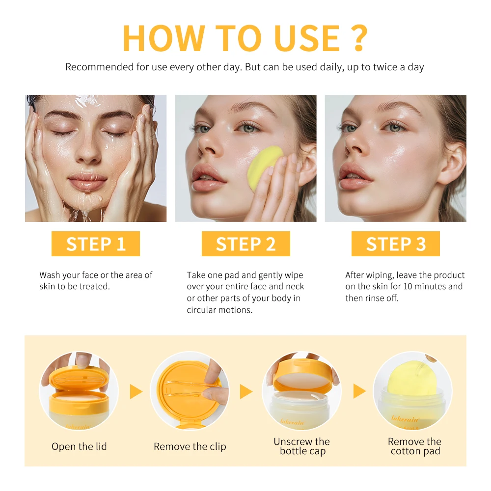 Kojic Acid And Turmeric Cleansing Pad Exfoliate Lighten Acne Scars Unclog Pores Turmeric Cleansing Pad Dark Spots With  Glycerol 3