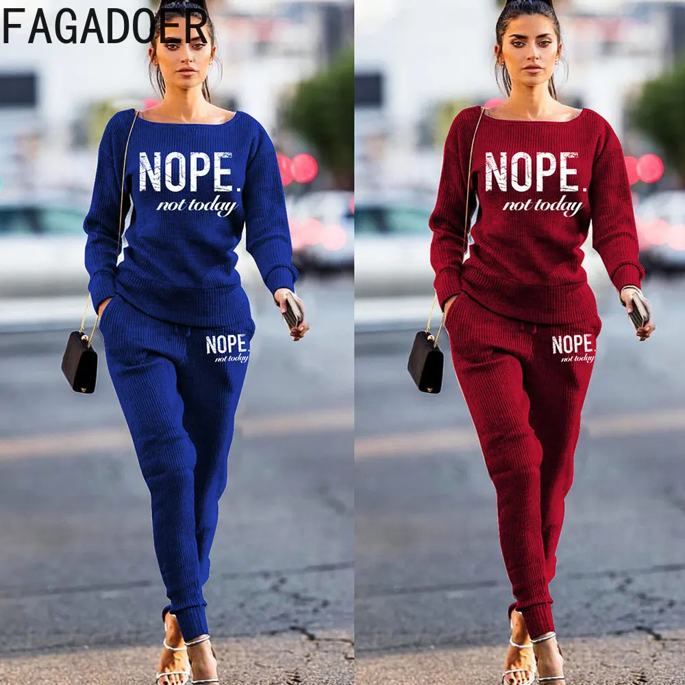 Fagadoer Casual Solid Sweatsuits Women Long Sleeve Pullover And Sweatpants  Two Piece Sets Female Autumn Winter Sport Outfit 2021 - Pant Sets -  AliExpress