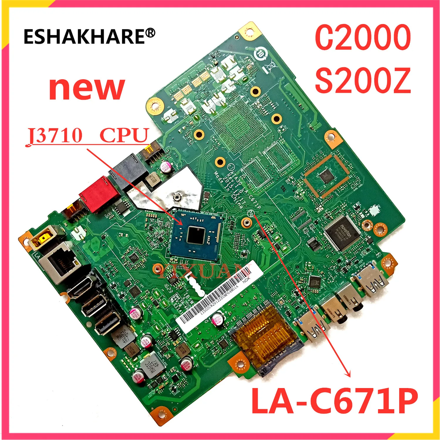 para Lenovo C2000 S200z C2000 Aio Placa-mãe com J3710 Cpu Aia30 La-c671p Ibswsc V1.0 Fru 00uw329 100 Testado Navio Rápido Novo