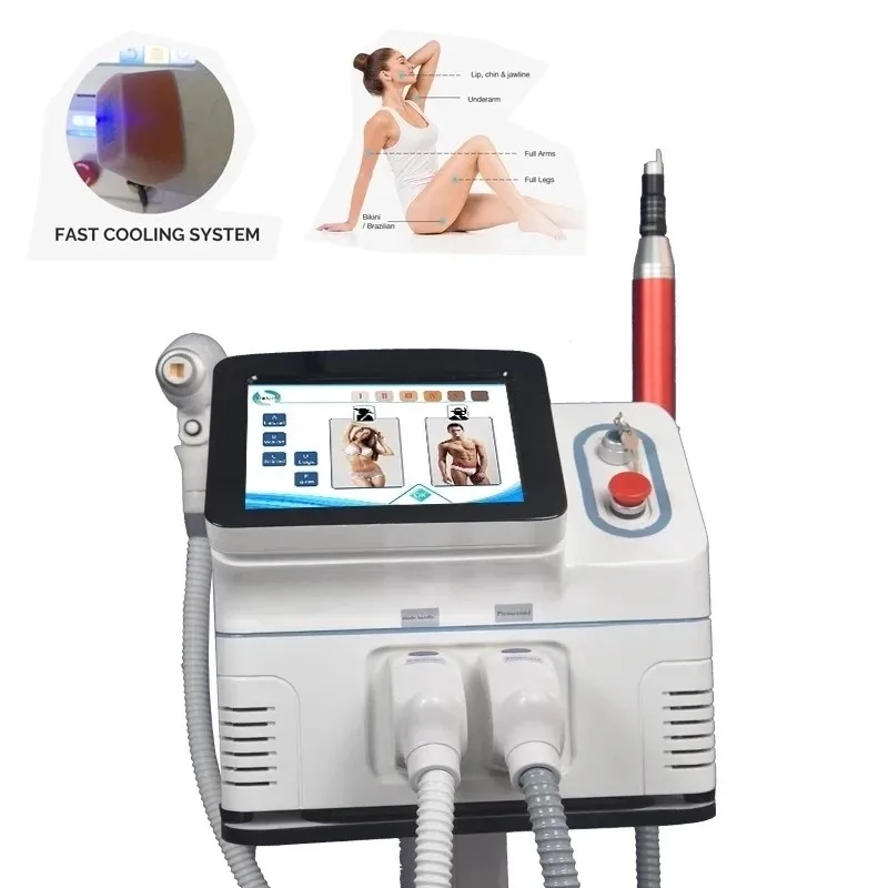 

2-In-1 808 Portable 1064 808 755 Three Wavelength Painless Lase-r Diode Hair Removal Picosecond Tattoo Black Spot Removal Device