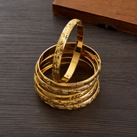 65MM Dubai Wedding Combination Bracelets For Women Ethiopian Jewelry Gold Color Indian Bangles Birthday Jewelry Gifts #104 2