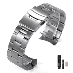 Premium Solid Stainless Steel Sport Watch Band with Curved Ends - Men's Strap in Multiple Sizes - 18mm (Silver type1)