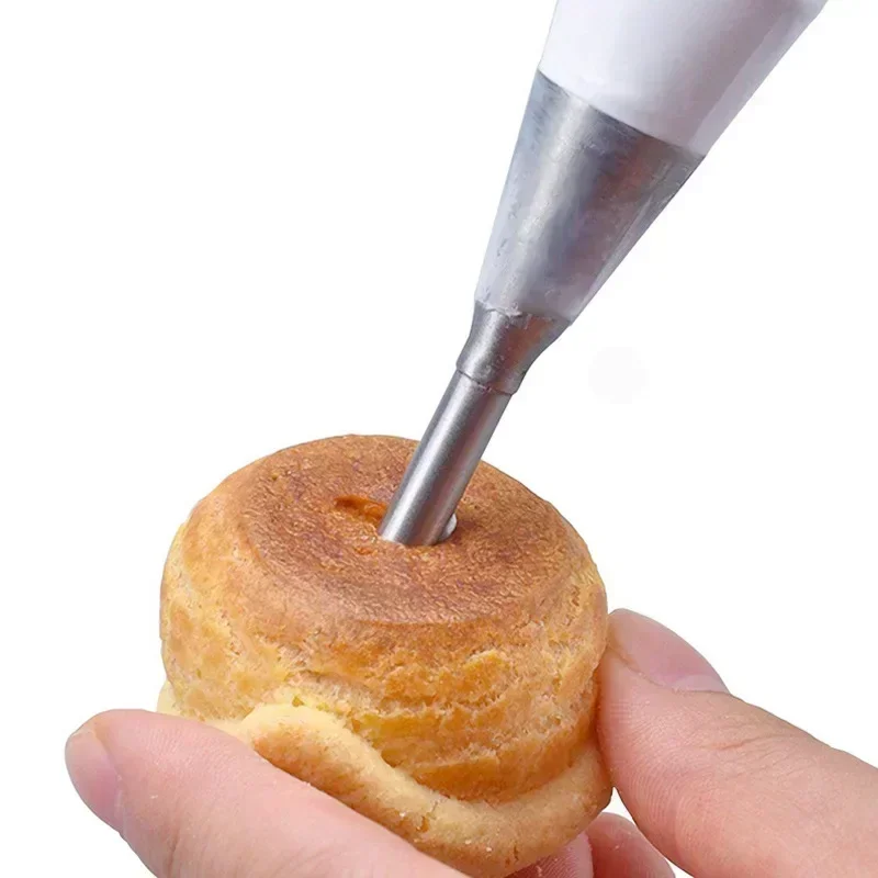 1/3Pcs Stainless Steel Puff Cream Nozzles Cake Icing Piping Tip DIY Donut Pastry Syringe Cupcake Desserts Baking Accessories