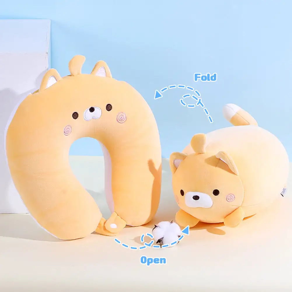 2 in 1 Deformable U-shape Travel Pillows Adult/Kids Kawaii Penguins Cat Animal Shape Baby Traveling Cushion Plush Neck Pillow