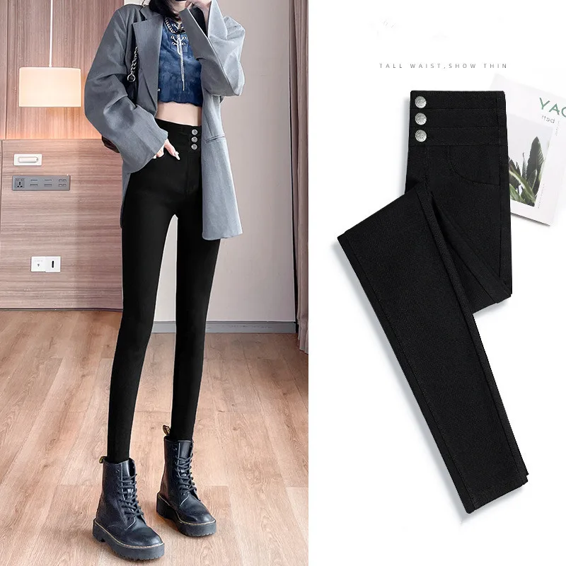 Women Skinny Jeans Slim Leg Casual Pencil Denim High Waist Long Pants Female Streetwear Stonewashed Ankle-length Tight Trousers high street ripped jeans for women s 2023 new spring summer trousers high waist tight stretch beaded slimming ankle length pants