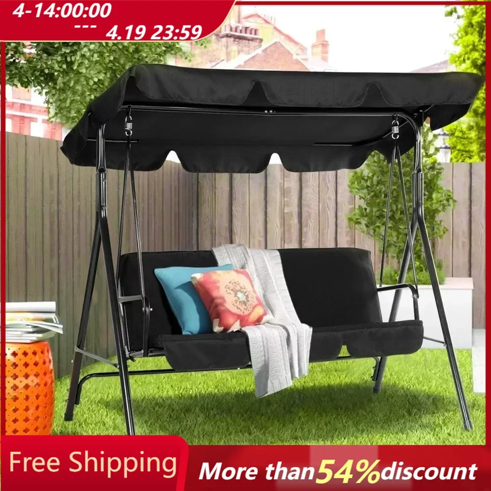 

Swings Outdoor, Black Outdoor Swings for Adults with Removable Cushion and Coated Steel Frame, Patio Swings for Outside