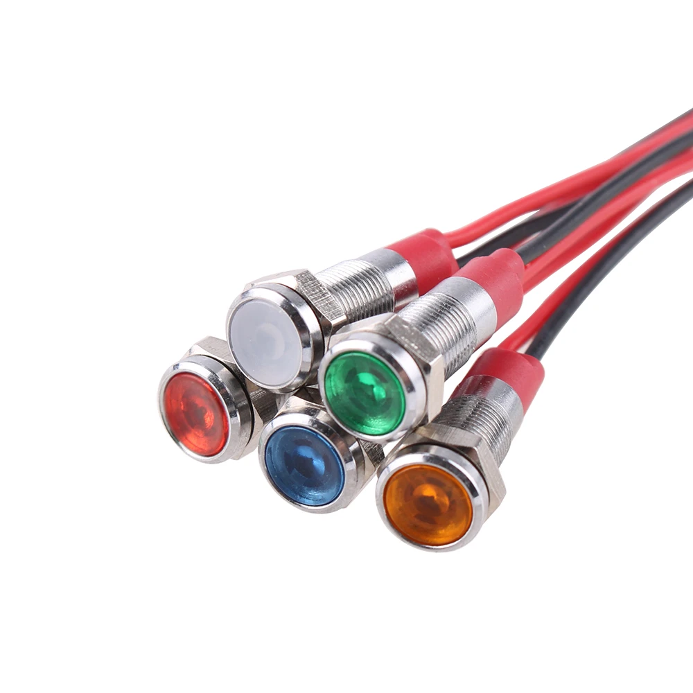 GUUZI 5 stks 12 V-24 V 19mm LED Metalen Indicator Licht Waterdicht Signaal Lamp met Draad (Rood