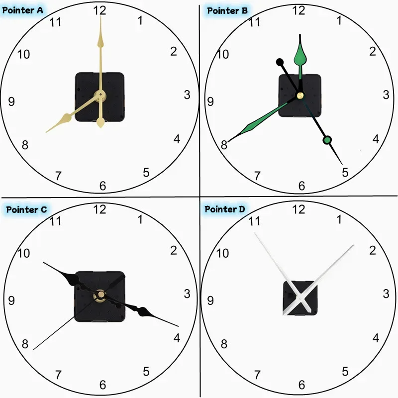 Wall Clock Mechanism Silent Quartz Movement Machine Wall Hands Silent Sweeping Second Movement with Pointer DIY Repair Parts 5