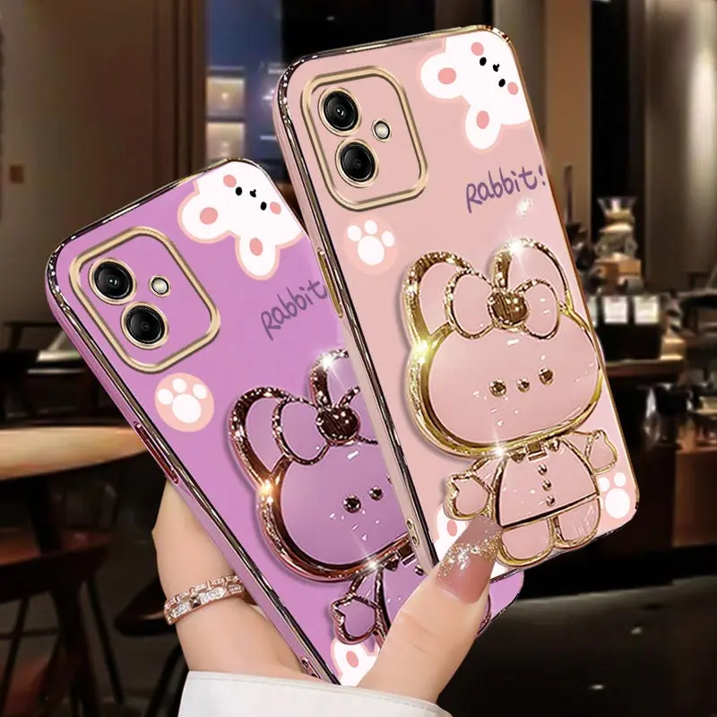 Diamond Strap Rabbit Phone Holder Case with Stand Cover