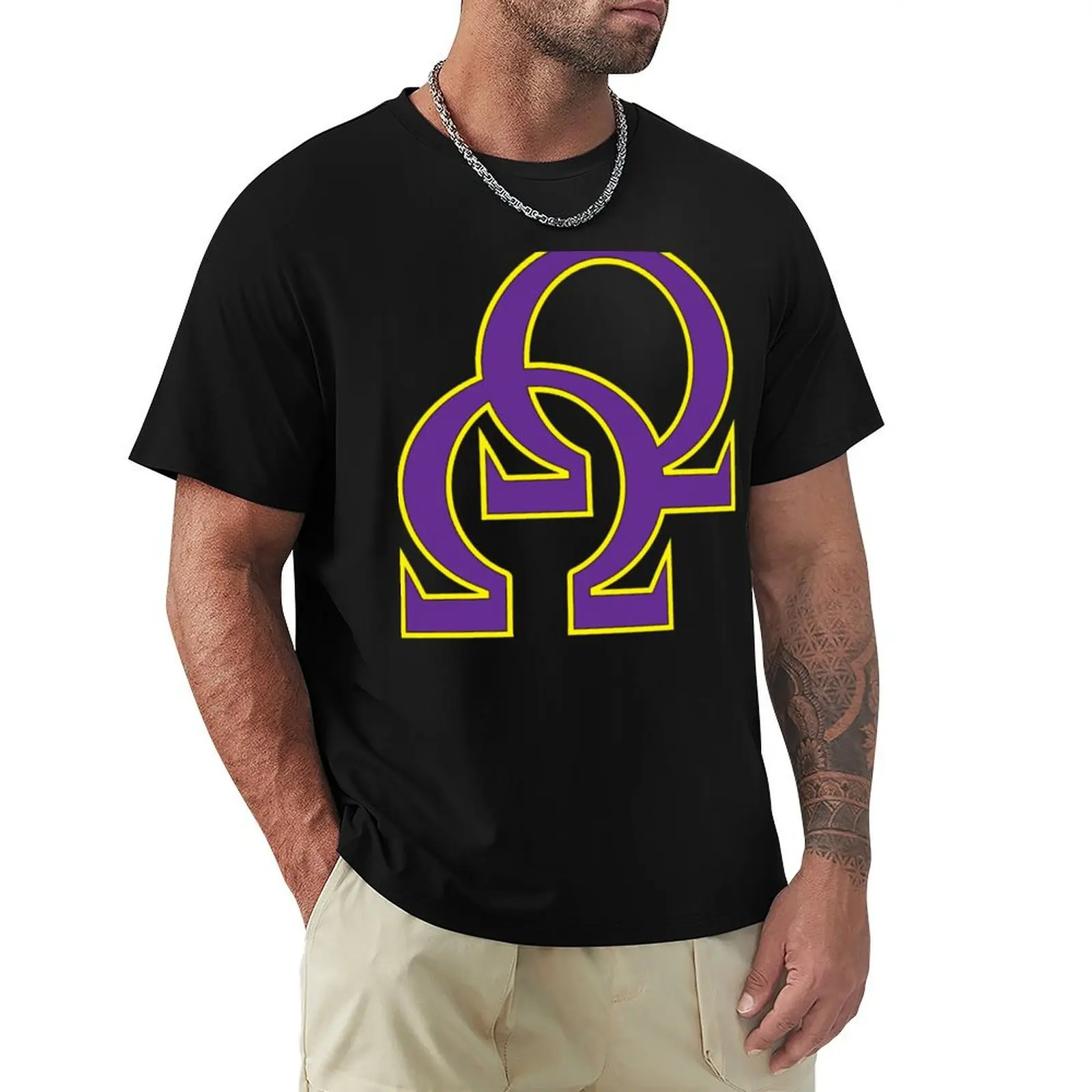Que Double Omega Purple Gold Psi Phi T-Shirt Lunga T-Shirt Summer Top Blacks Summer Top Magliette Ad Asciugatura Rapida Per Uomo Pack
