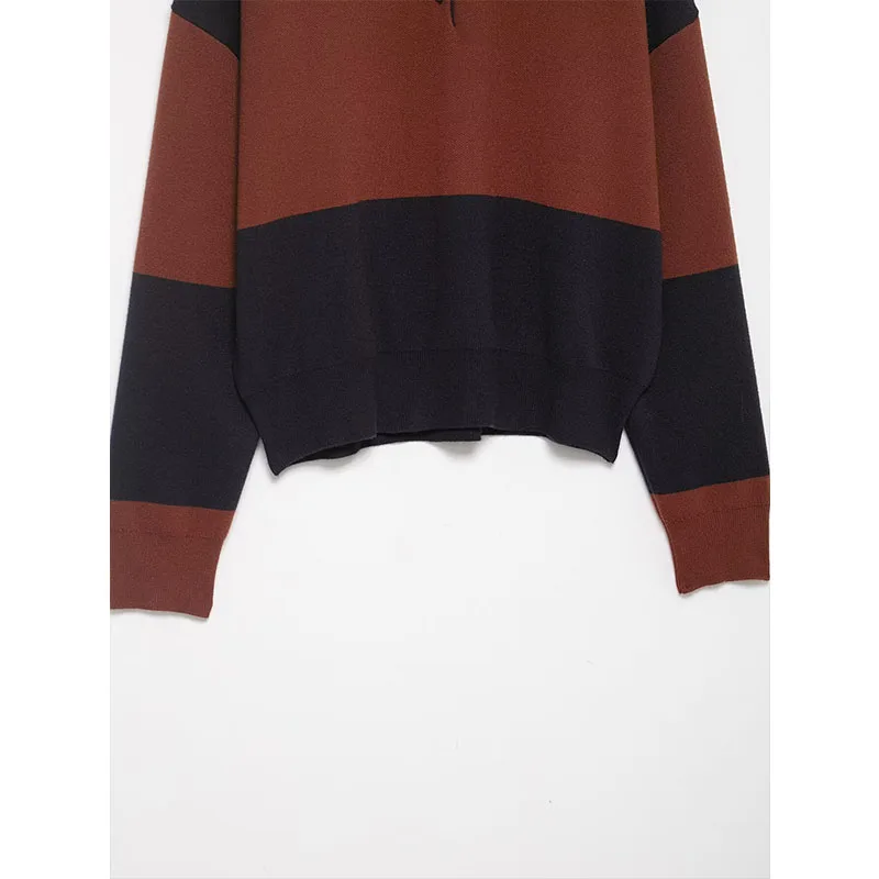 Chic Autumn Knitted Pullover Women Vintage Stripe Sweater Fashion Casual Long Sleeve Female Elegant Knitwear Top