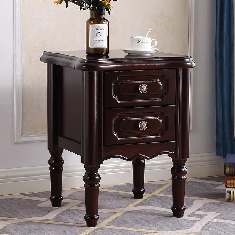 0J American Bedside Table Solid Wood Simple Modern Walnut Home Living Room Sofa Corner Cabinet Bedside Storage