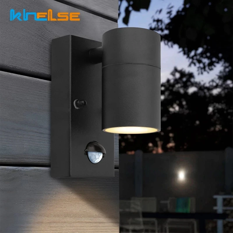 PIR Motion Sensor Outdoor LED Wall Light Stainless Steel IP44 Waterproof 220V Balcony Porch Wall Lamp GU10 Replaceable Bulb wall light outdoor porch light