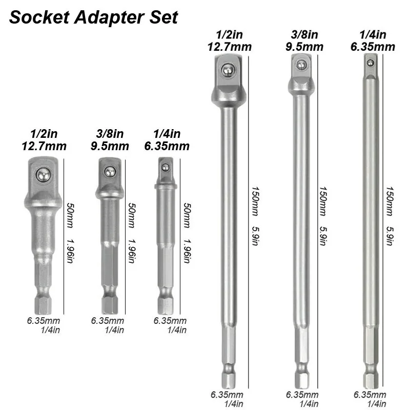 Coufce 6-Pack Impact Socket Adapters – 1/2” To 1/4” Hex Shank For Drills & Drivers - View #3
