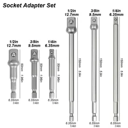 Hex Shank Impact Drill to Wrench Driver Converter Set (Socket Adapter Set)