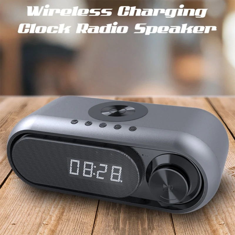 

Portable Wireless Speaker with Subwoofer and Clock: Bluetooth-Compatible and USB Powered for Long-Term Use