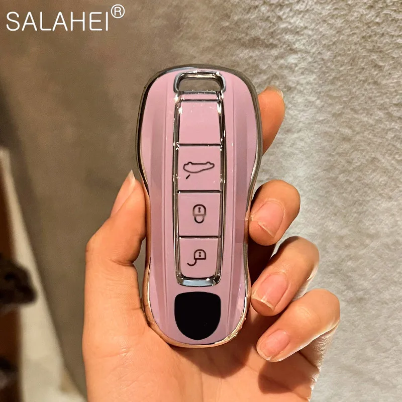 

TPU Car Remote Key Case Cover Fob for Porsche Panamera Cayenne 718 971 911 9YA Macan Boxster 2018 2019 2020 Keychain Accessories