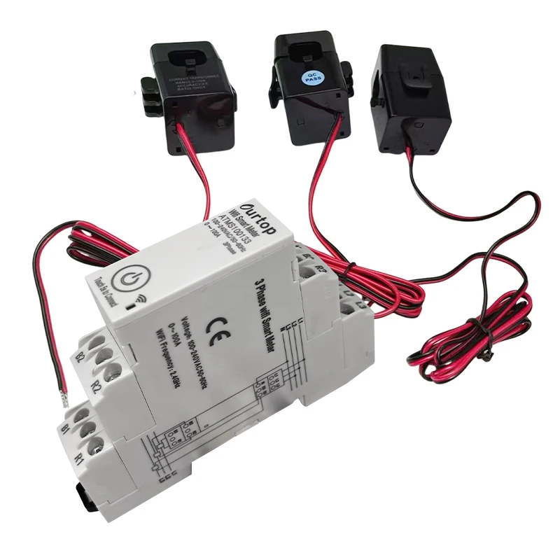 Energy Meter 3 Phase Wifi Smart Energy Meter With Current Transformer Clamp Voltmeter Ammeter