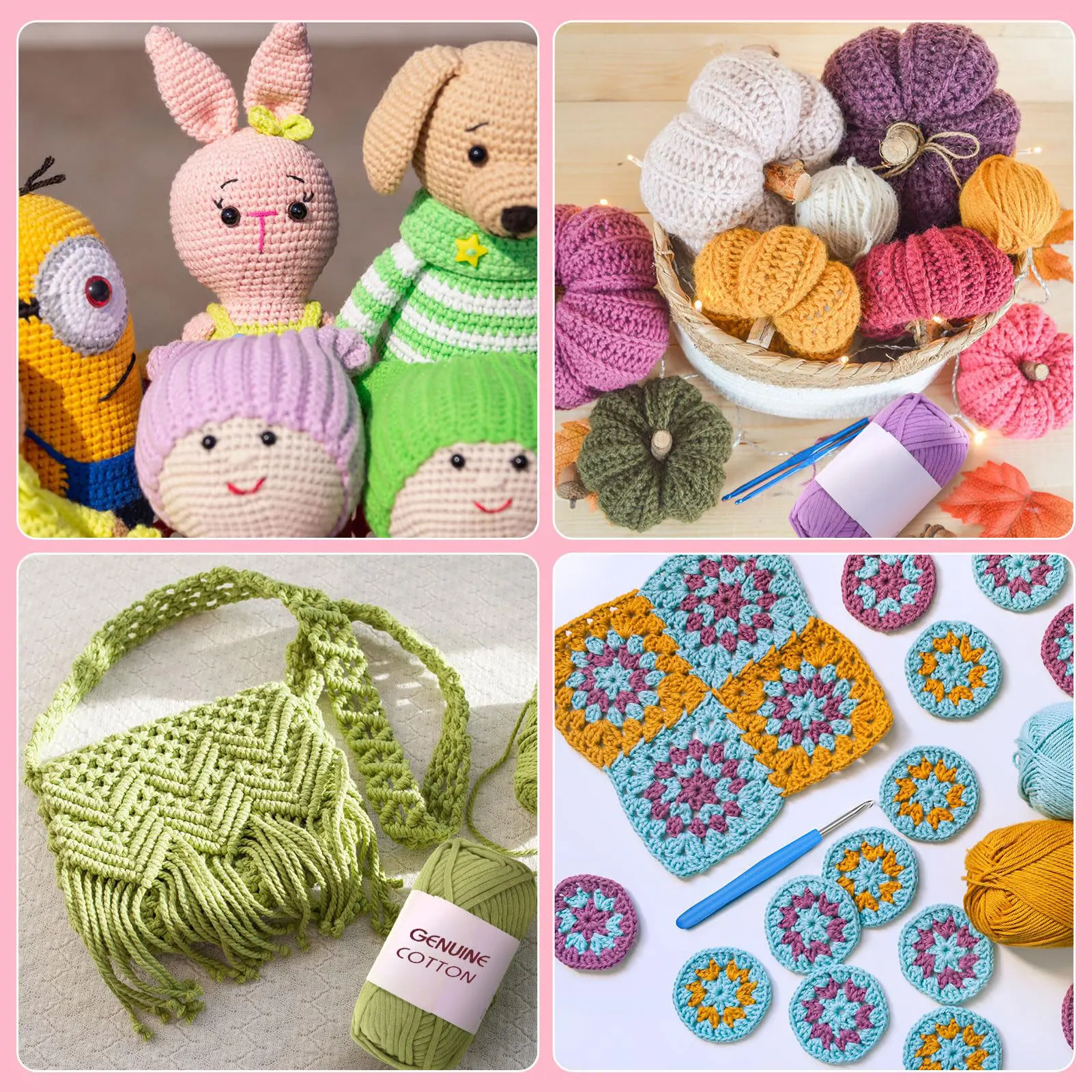 50g/roll, crochet yarn for beginners, gennuine cotton, easy to use, easy to see stitches, 68% Cotton+32% Nylon 6