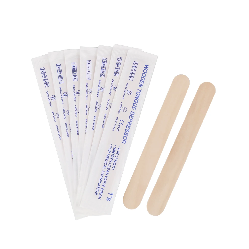 Disposable Wooden Tongue Depressor for Tattoo, Waxing Stick, Individual Pack Removal, Tongue Beauty Tool, 10/30/50/100/200Pcs 3