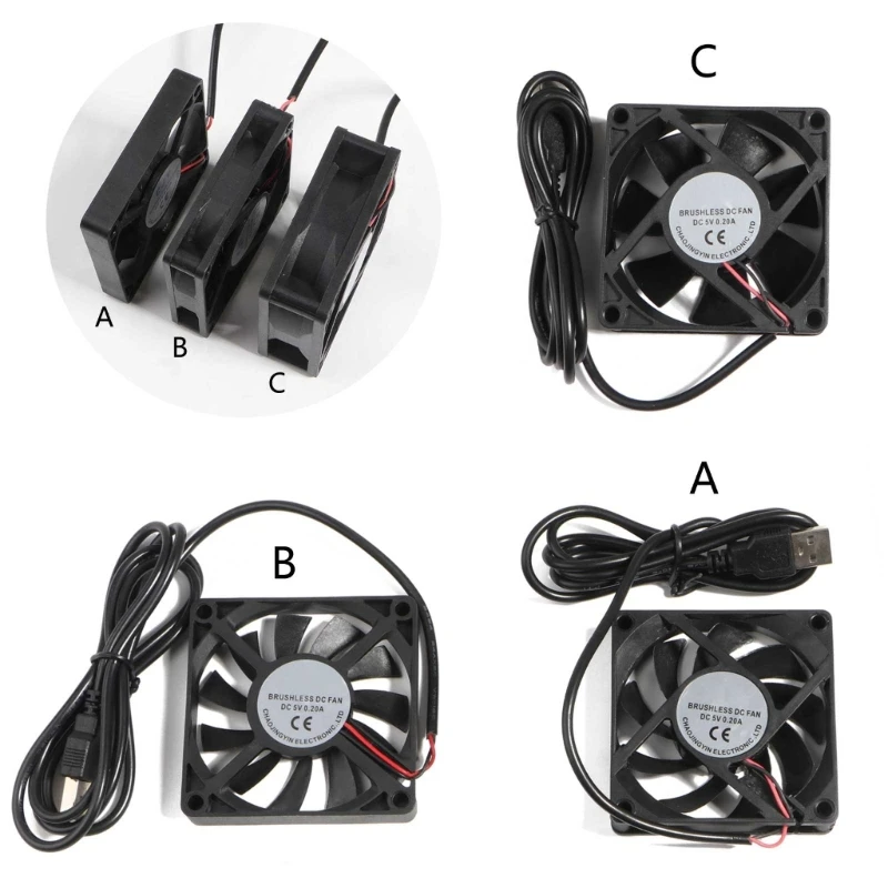 PC 선풍기 쿨러 방열판 배기 CPU 냉각 선풍기 교체, DC 5V USB 커넥터, 이중 볼 베어링 선풍기, 70x70mm 7025 7015 7010