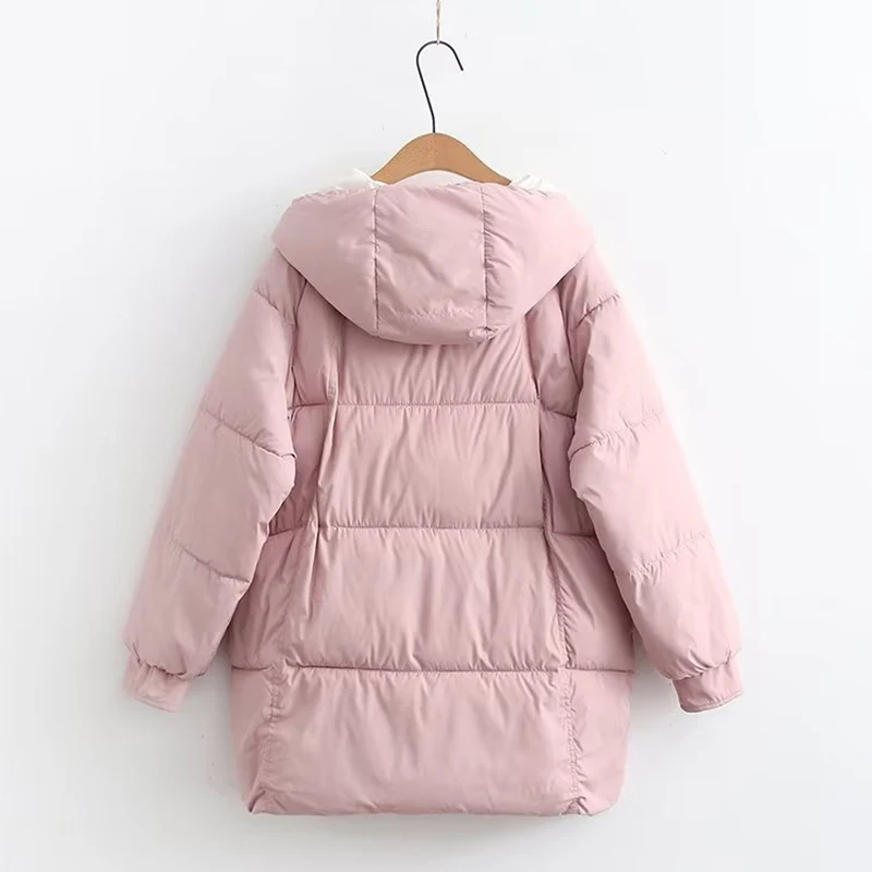 

Fall Winter Coat Women Soft Warm Bubble Jacket for Female 2023 Korean Version Loose Parkas with A Hood Big Pocket Outerwear