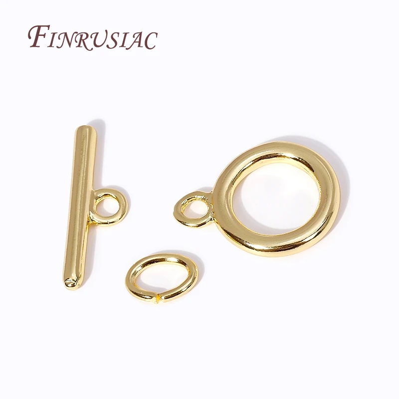 18K Gold Plated End Beads Toggle Clasp jewelry accessories For Bracelet Necklace Making Supplies Brass Round OT Clasp For DIY Jewellery Crafts