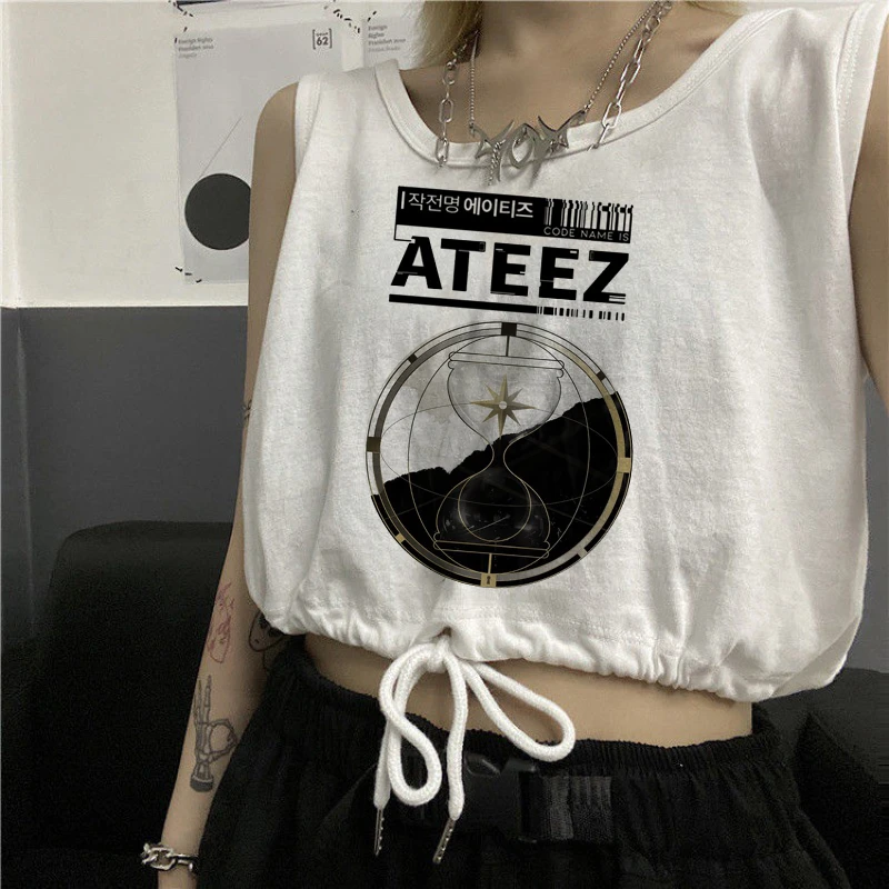 Y2k Printed Crop Top Kawaii Gothic Ateez Clothes Tank Tops Sleeveless Sweats Cute Retro Emo Streetwear Oversized Tshirt Women Aliexpress