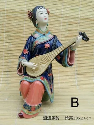 

ceramic girl Beauty figure Sculpture statue Home Decoration Play guqin erhu drums luxury happy melody Shiwan doll