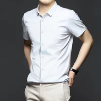 New Stretch Anti-Wrinkle Men's Shirts Short Sleeves Dress Shirts For Men Slim Fit Camisa Social Business Blouse White Shirt 1